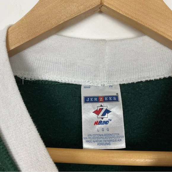 Vintage Sweatshirt Women's Size Large Birds Cardinals Winter Green Double Collar - Picture 9 of 11